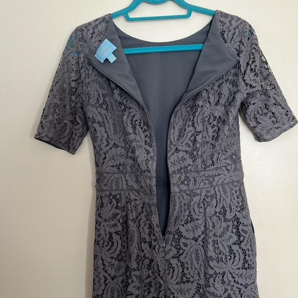 CeCe by Cynthia Steefe Feminine Gray Lace Romper with Short Sleeves - Size 6 - Picture 11 of 11